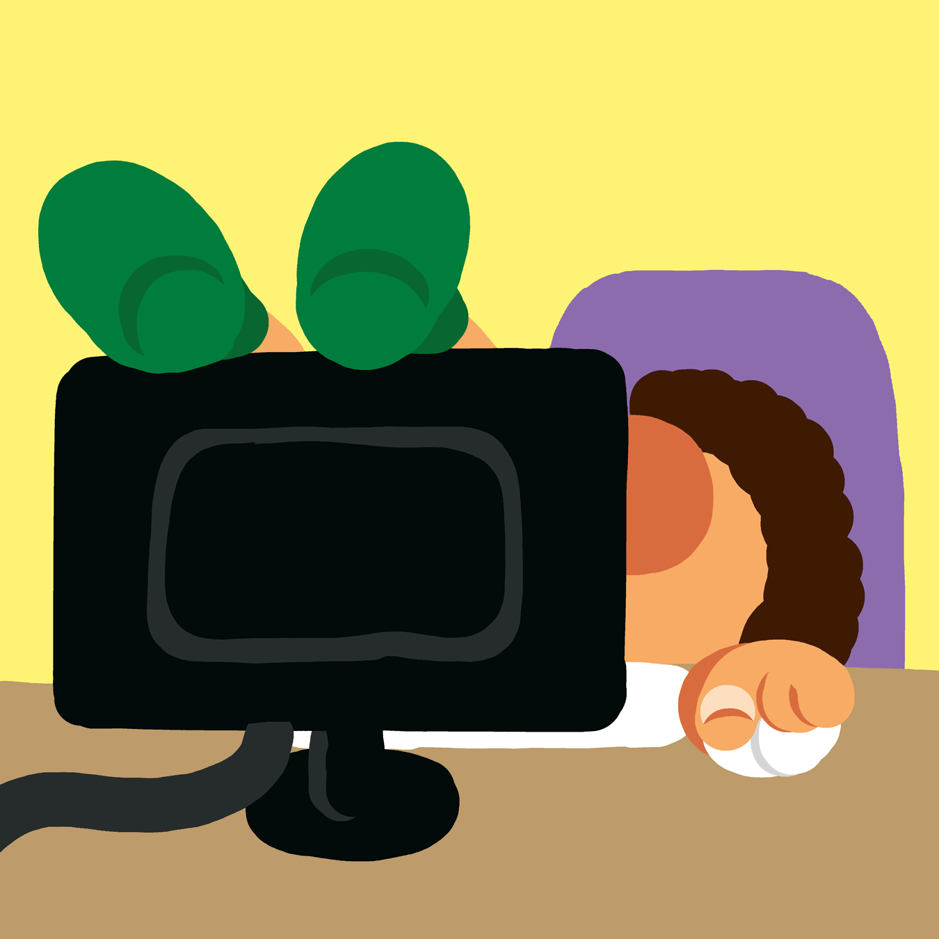 Illustration - un homme avachi devant son ordinateur