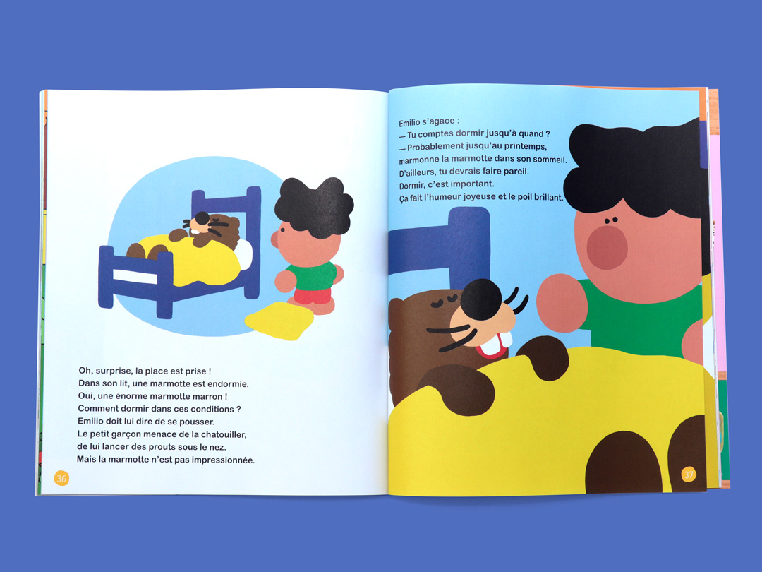 Deux marmottes dans un lit - illustrations pour Histoires pour les petits